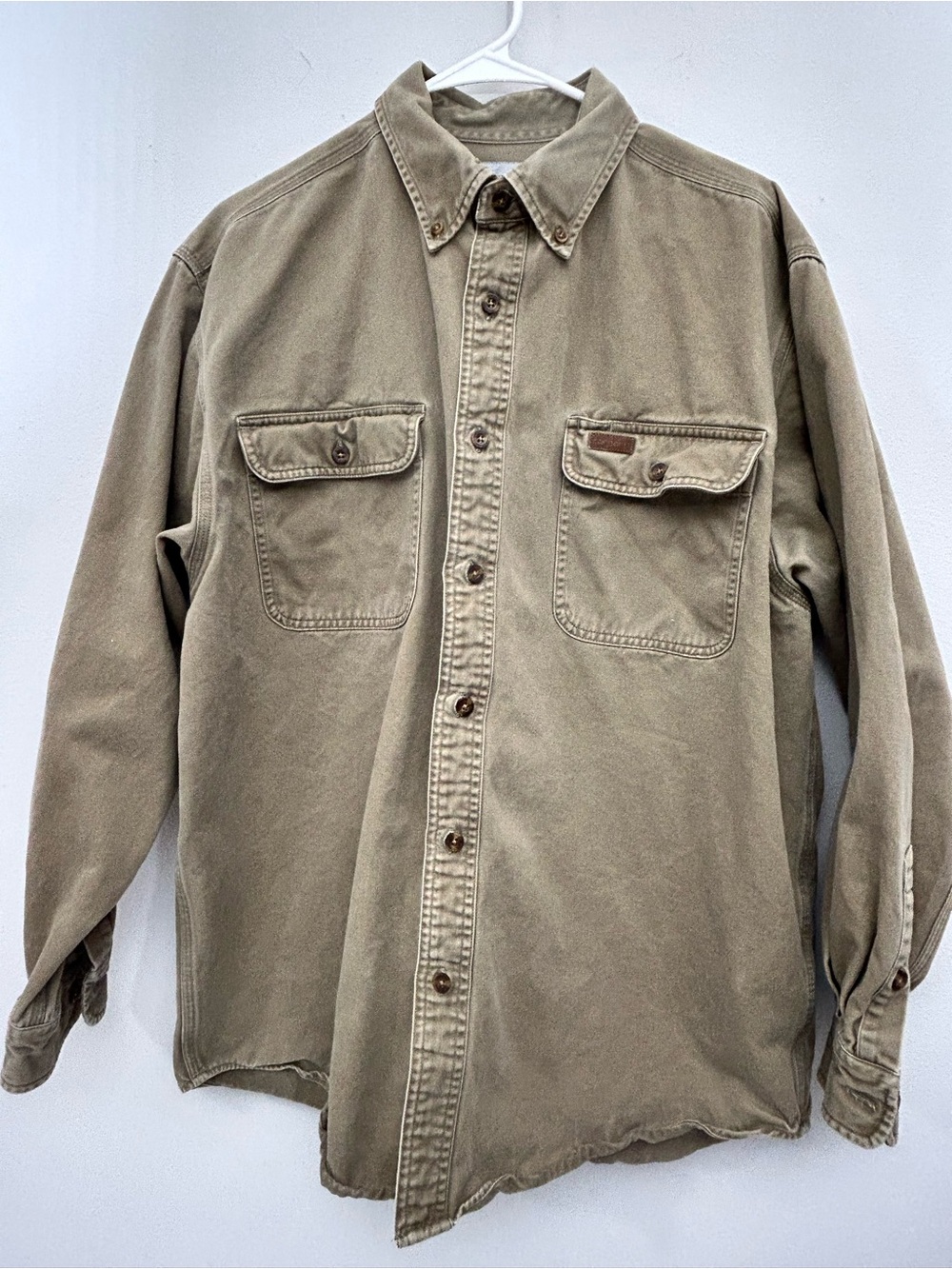 Carhartt Men's Button-Down Shirt Jacket in Olive/Tan Size L